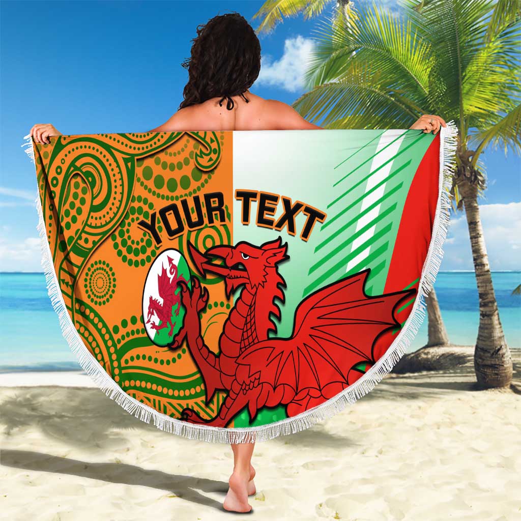 Custom Australia And Wales Rugby Beach Blanket Wallabies Welsh Mascots Dynamic Version