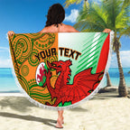 Custom Australia And Wales Rugby Beach Blanket Wallabies Welsh Mascots Dynamic Version