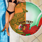 Custom Australia And Wales Rugby Beach Blanket Wallabies Welsh Mascots Dynamic Version