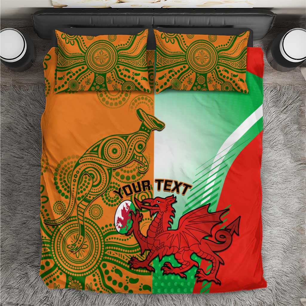 Custom Australia And Wales Rugby Bedding Set Wallabies Welsh Mascots Dynamic Version