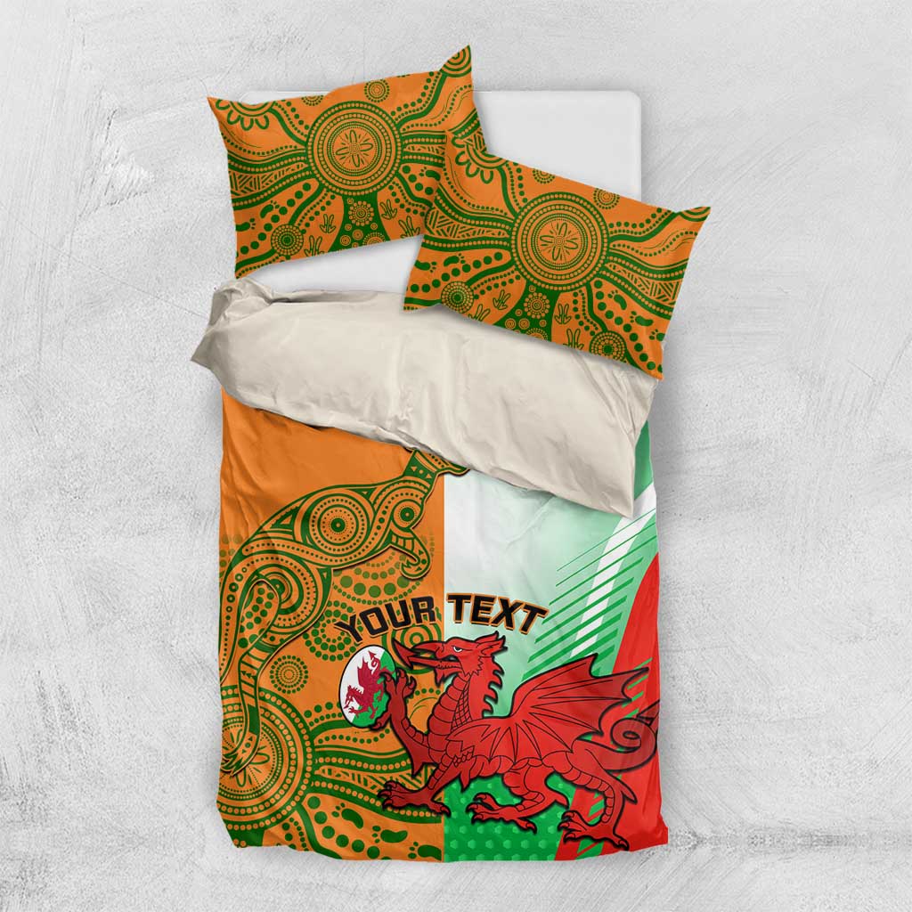 Custom Australia And Wales Rugby Bedding Set Wallabies Welsh Mascots Dynamic Version