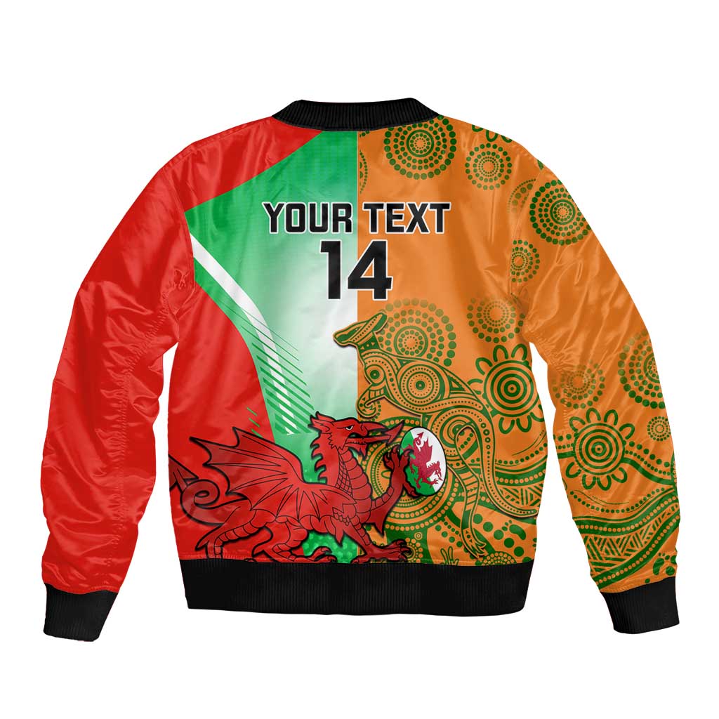 Custom Australia And Wales Rugby Bomber Jacket Wallabies Welsh Mascots Dynamic Version
