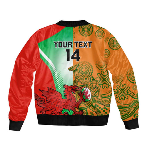 Custom Australia And Wales Rugby Bomber Jacket Wallabies Welsh Mascots Dynamic Version