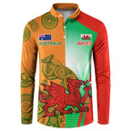 Custom Australia And Wales Rugby Button Sweatshirt Wallabies Welsh Mascots Dynamic Version