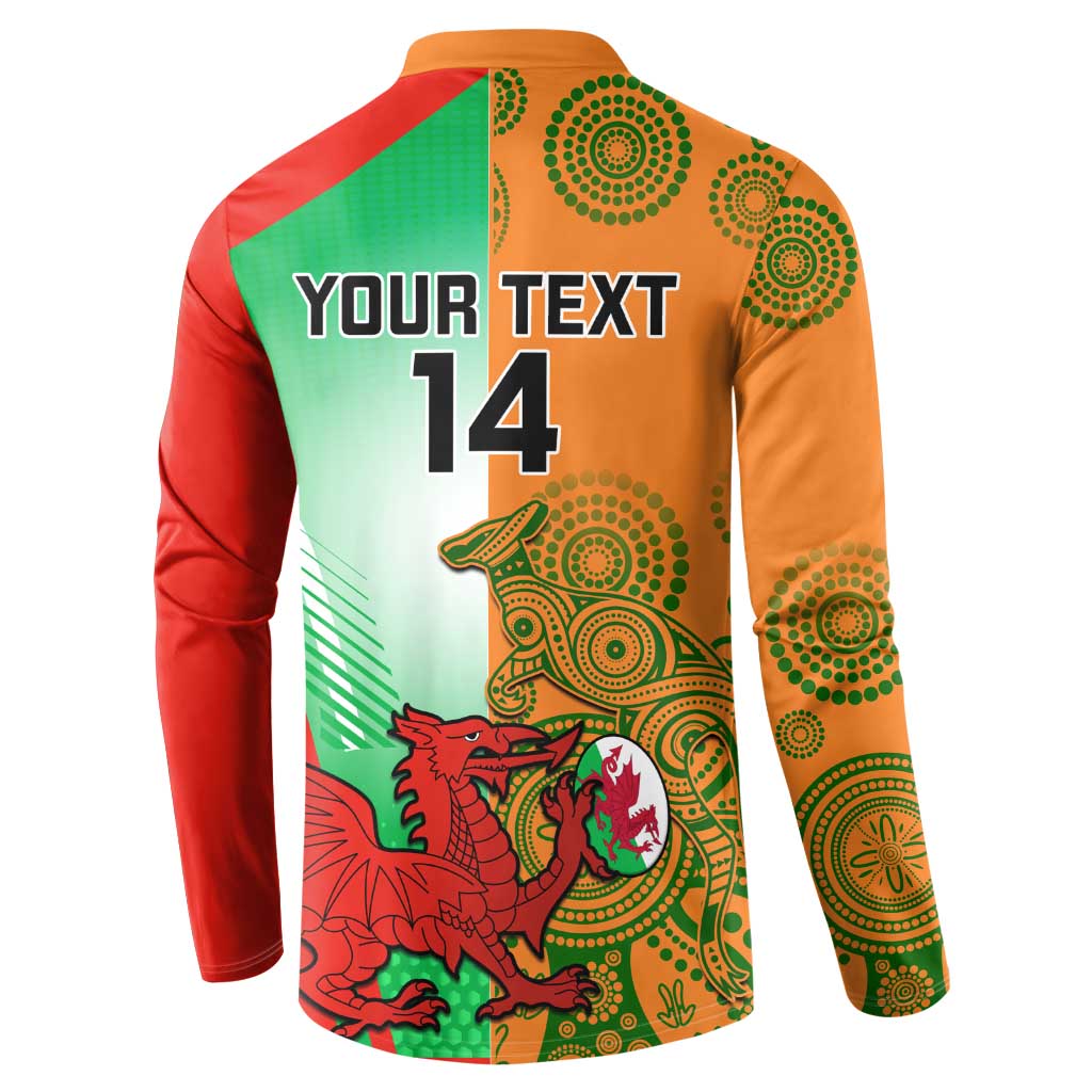 Custom Australia And Wales Rugby Button Sweatshirt Wallabies Welsh Mascots Dynamic Version