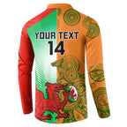 Custom Australia And Wales Rugby Button Sweatshirt Wallabies Welsh Mascots Dynamic Version