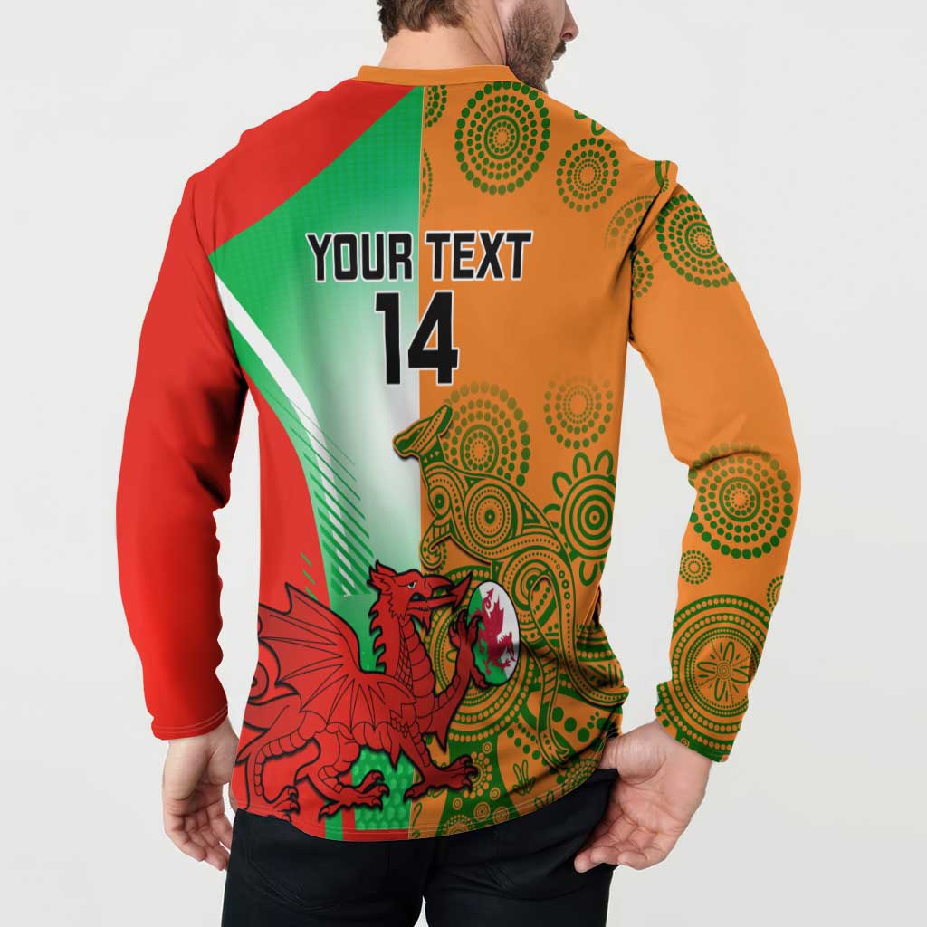 Custom Australia And Wales Rugby Button Sweatshirt Wallabies Welsh Mascots Dynamic Version
