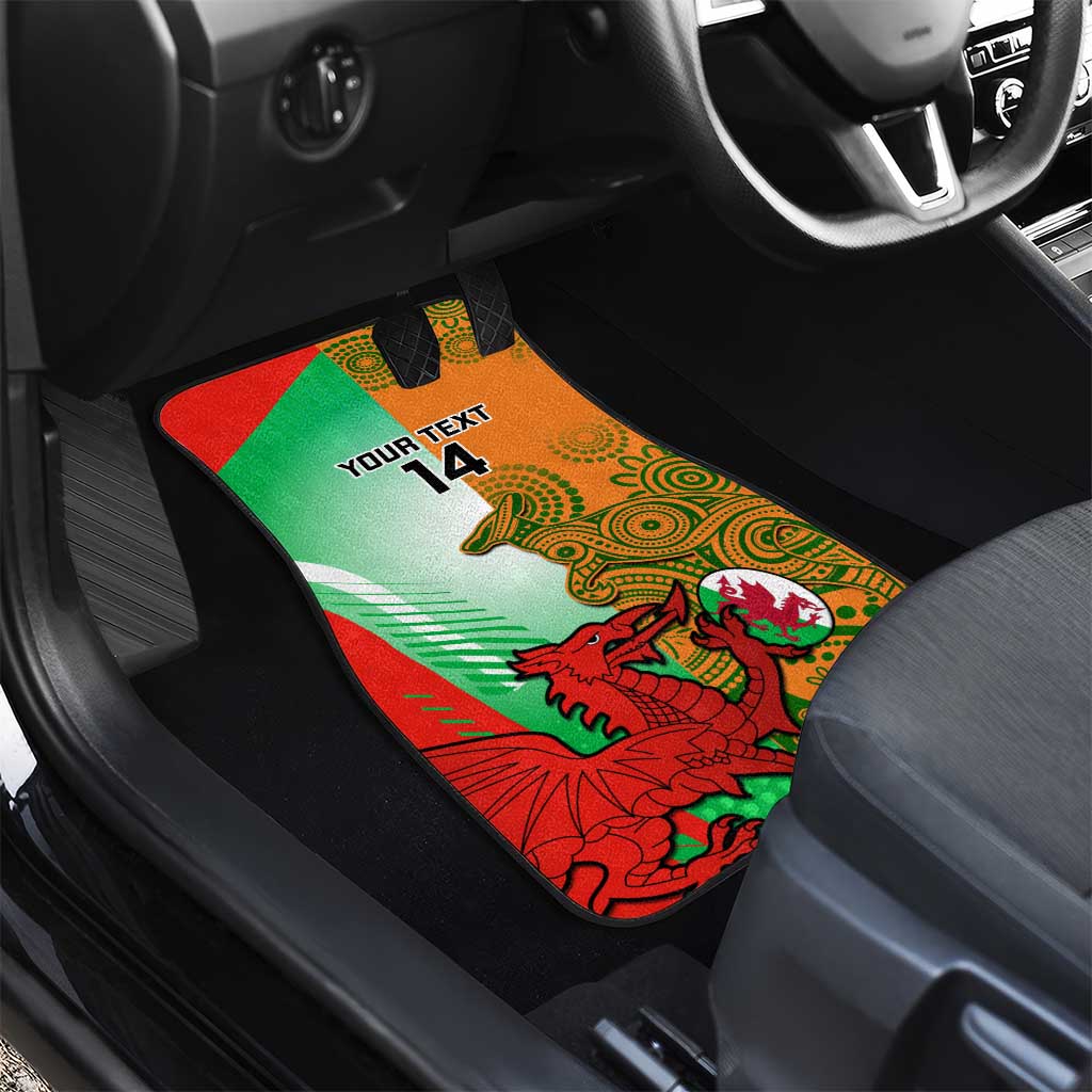 Custom Australia And Wales Rugby Car Mats Wallabies Welsh Mascots Dynamic Version