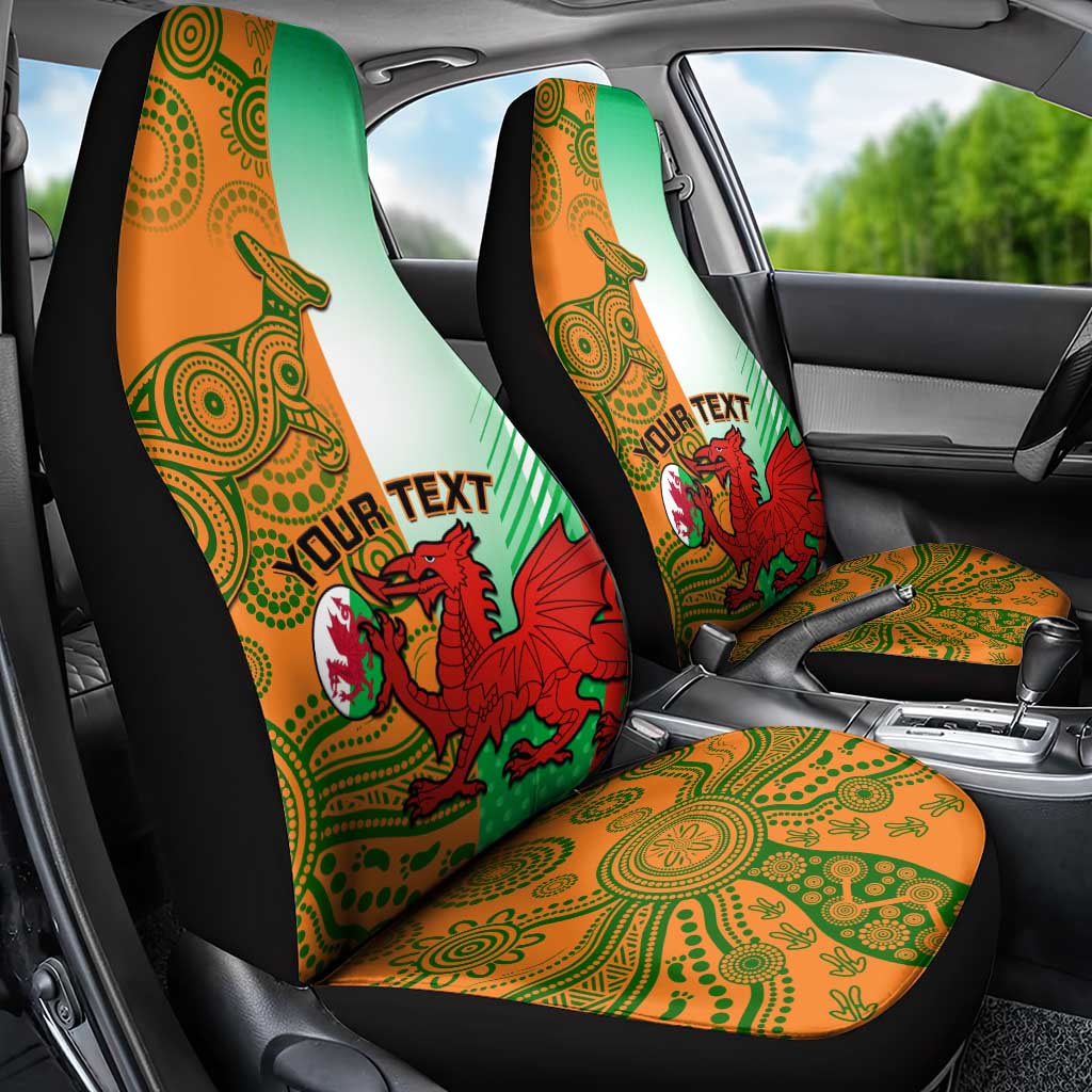 Custom Australia And Wales Rugby Car Seat Cover Wallabies Welsh Mascots Dynamic Version