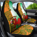 Custom Australia And Wales Rugby Car Seat Cover Wallabies Welsh Mascots Dynamic Version