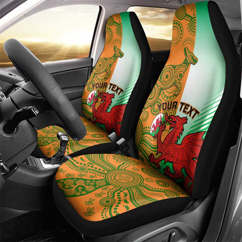 Custom Australia And Wales Rugby Car Seat Cover Wallabies Welsh Mascots Dynamic Version