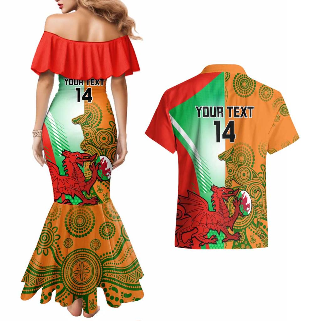 Custom Australia And Wales Rugby Couples Matching Mermaid Dress and Hawaiian Shirt Wallabies Welsh Mascots Dynamic Version