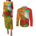 Custom Australia And Wales Rugby Couples Matching Puletasi and Long Sleeve Button Shirt Wallabies Welsh Mascots Dynamic Version
