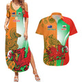 Custom Australia And Wales Rugby Couples Matching Summer Maxi Dress and Hawaiian Shirt Wallabies Welsh Mascots Dynamic Version