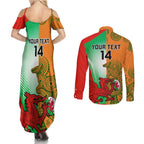 Custom Australia And Wales Rugby Couples Matching Summer Maxi Dress and Long Sleeve Button Shirt Wallabies Welsh Mascots Dynamic Version