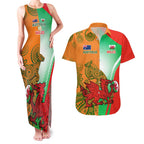 Custom Australia And Wales Rugby Couples Matching Tank Maxi Dress and Hawaiian Shirt Wallabies Welsh Mascots Dynamic Version