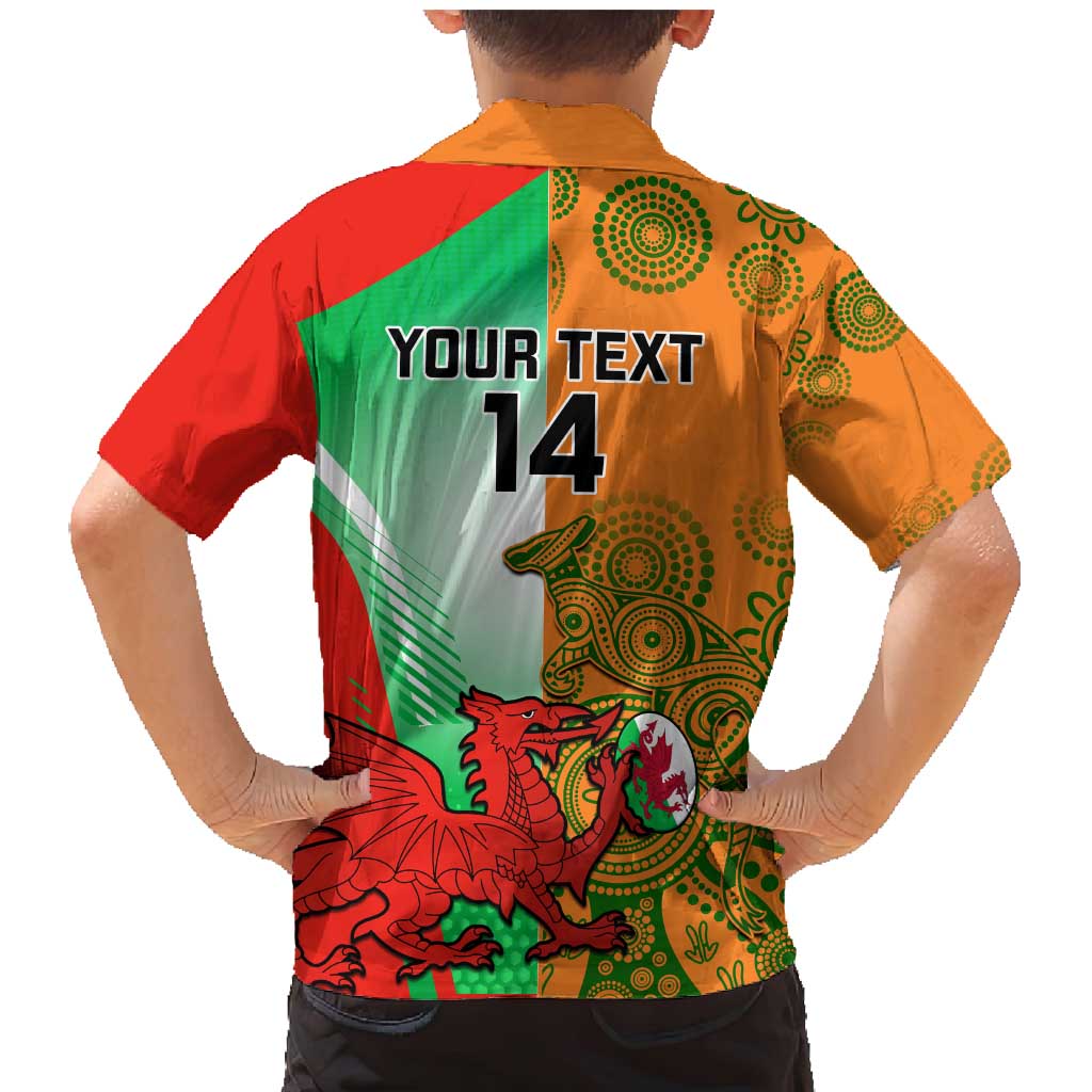 Custom Australia And Wales Rugby Family Matching Mermaid Dress and Hawaiian Shirt Wallabies Welsh Mascots Dynamic Version