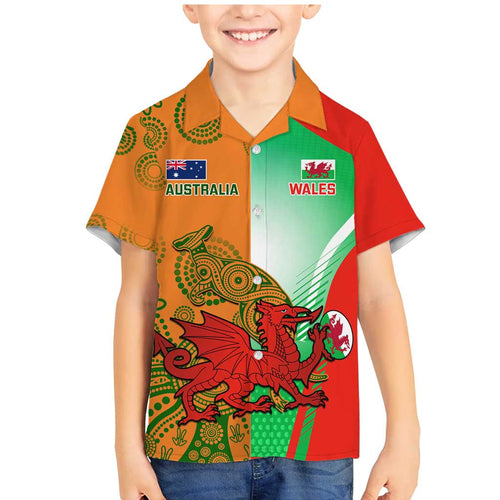 Custom Australia And Wales Rugby Family Matching Mermaid Dress and Hawaiian Shirt Wallabies Welsh Mascots Dynamic Version