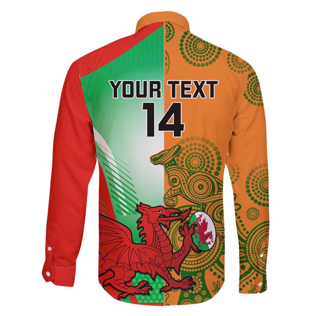 Custom Australia And Wales Rugby Family Matching Off The Shoulder Long Sleeve Dress and Hawaiian Shirt Wallabies Welsh Mascots Dynamic Version