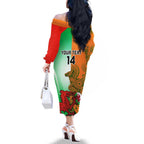 Custom Australia And Wales Rugby Family Matching Off The Shoulder Long Sleeve Dress and Hawaiian Shirt Wallabies Welsh Mascots Dynamic Version