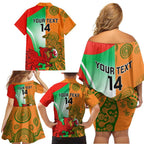 Custom Australia And Wales Rugby Family Matching Off Shoulder Short Dress and Hawaiian Shirt Wallabies Welsh Mascots Dynamic Version
