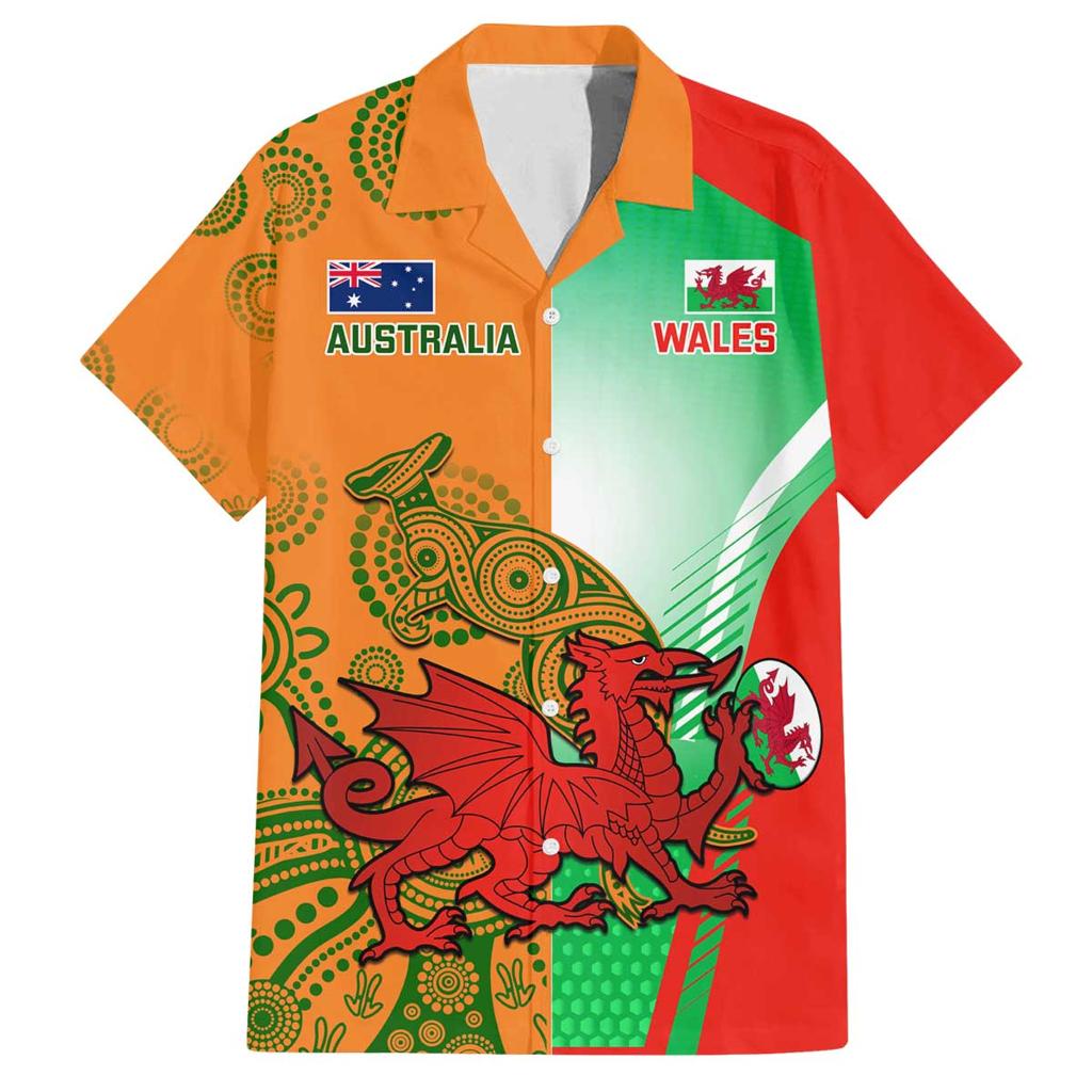 Custom Australia And Wales Rugby Family Matching Puletasi and Hawaiian Shirt Wallabies Welsh Mascots Dynamic Version