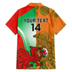Custom Australia And Wales Rugby Family Matching Puletasi and Hawaiian Shirt Wallabies Welsh Mascots Dynamic Version