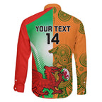Custom Australia And Wales Rugby Family Matching Short Sleeve Bodycon Dress and Hawaiian Shirt Wallabies Welsh Mascots Dynamic Version