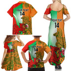 Custom Australia And Wales Rugby Family Matching Summer Maxi Dress and Hawaiian Shirt Wallabies Welsh Mascots Dynamic Version