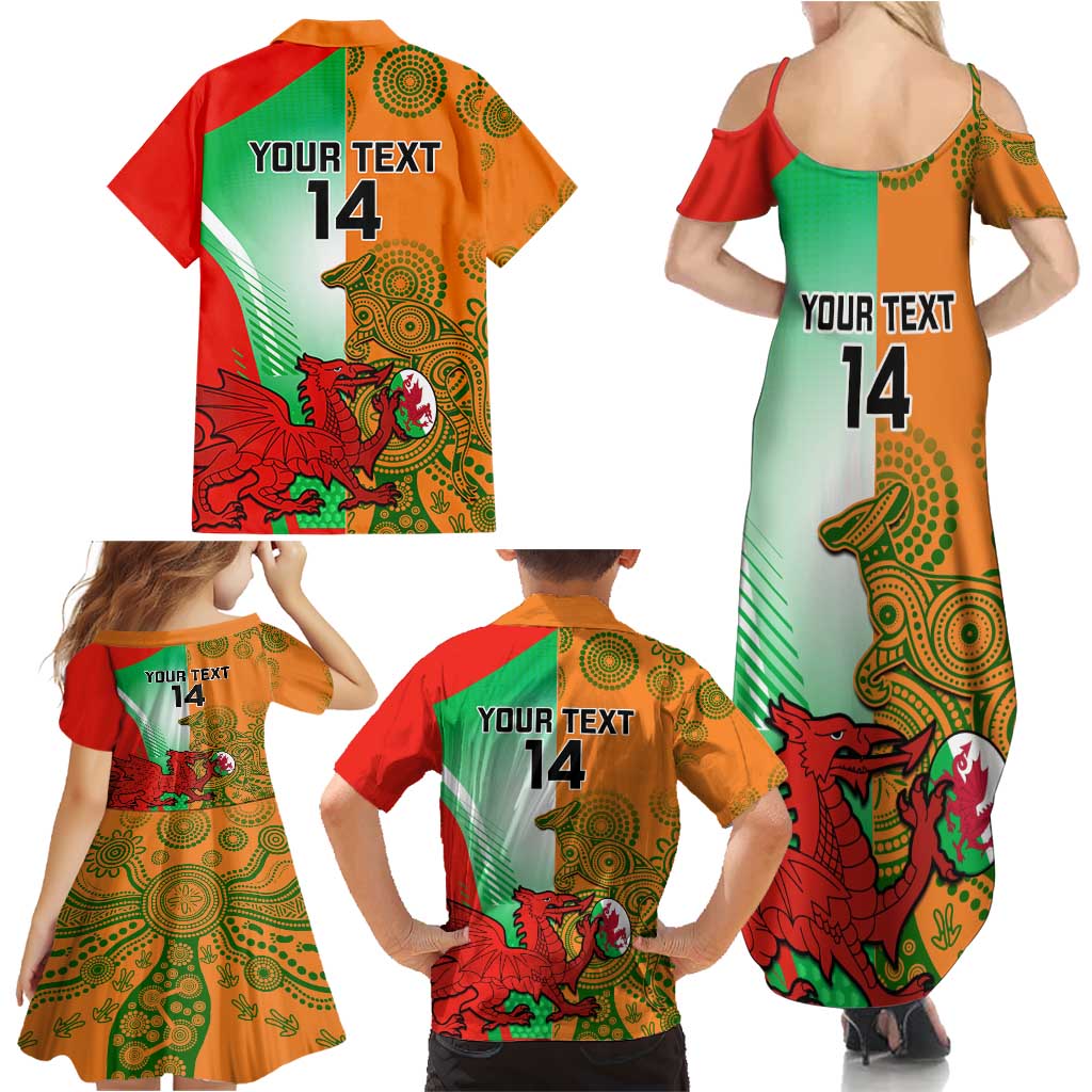 Custom Australia And Wales Rugby Family Matching Summer Maxi Dress and Hawaiian Shirt Wallabies Welsh Mascots Dynamic Version