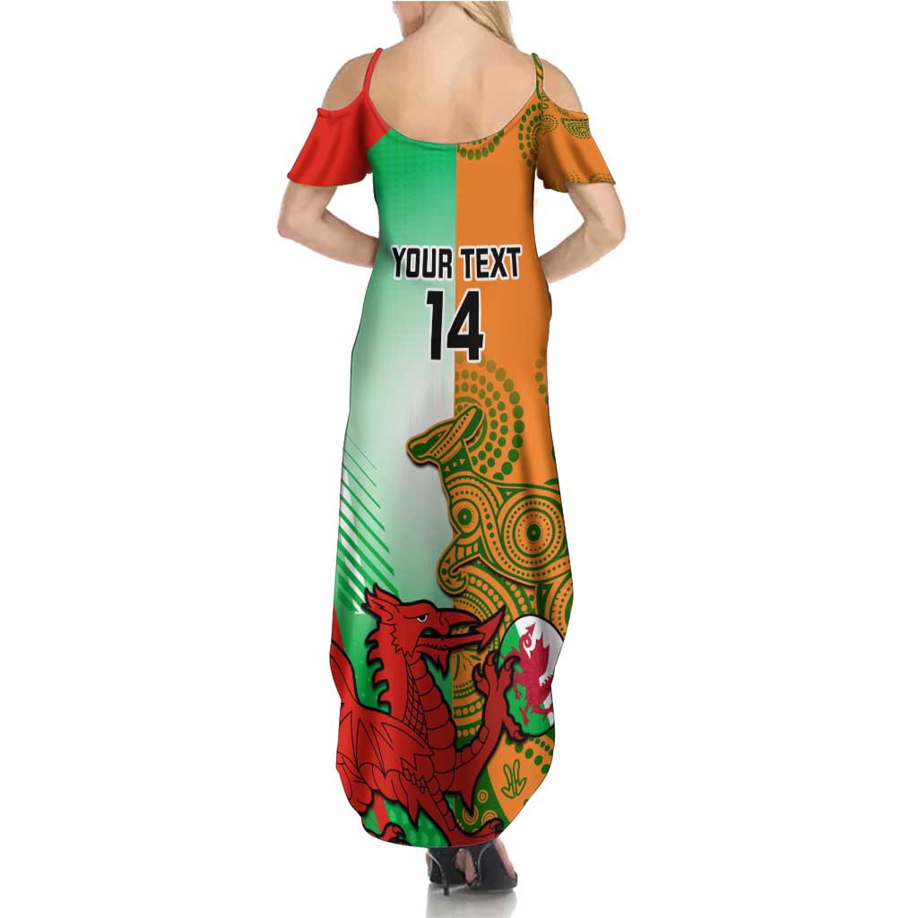 Custom Australia And Wales Rugby Family Matching Summer Maxi Dress and Hawaiian Shirt Wallabies Welsh Mascots Dynamic Version