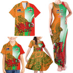 Custom Australia And Wales Rugby Family Matching Tank Maxi Dress and Hawaiian Shirt Wallabies Welsh Mascots Dynamic Version