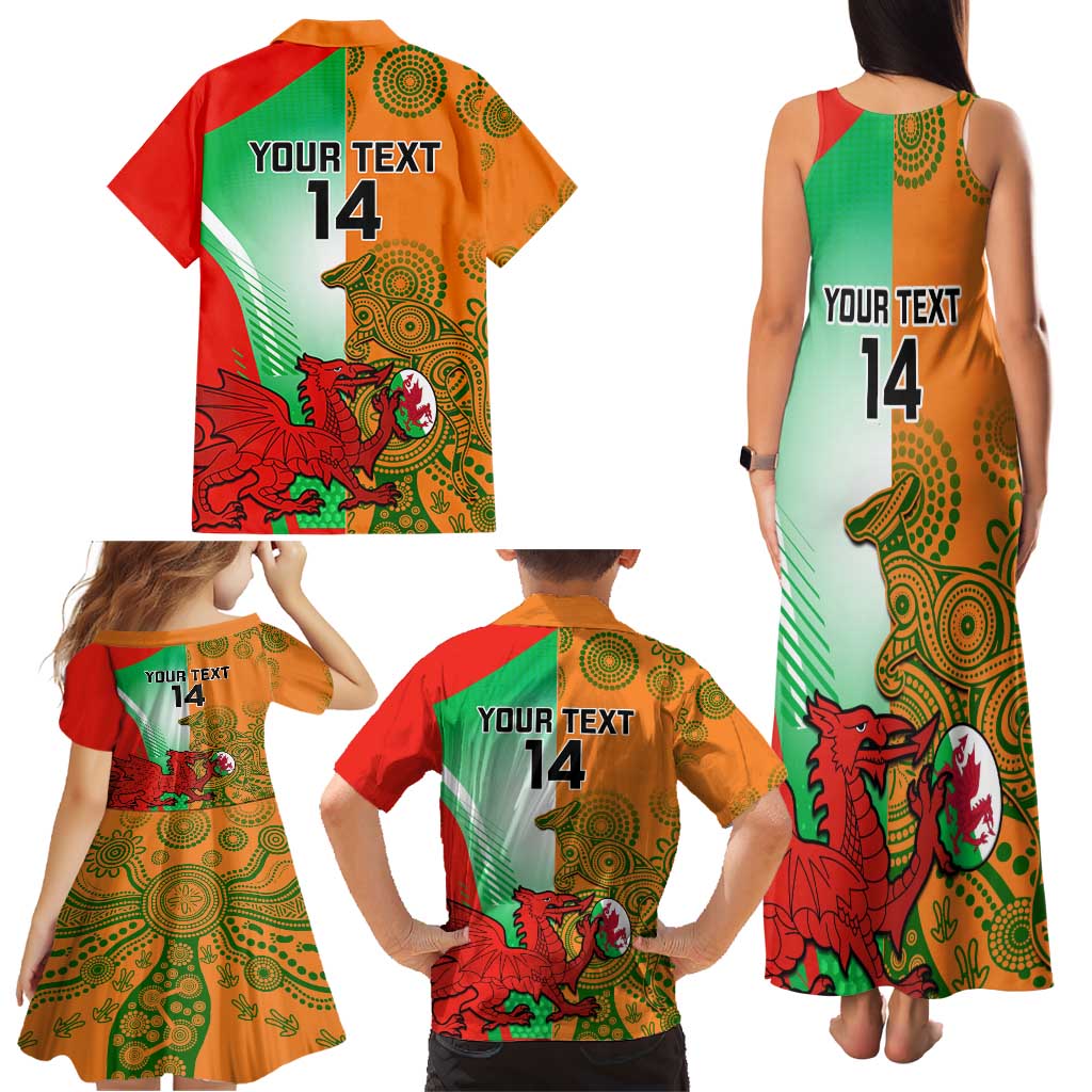 Custom Australia And Wales Rugby Family Matching Tank Maxi Dress and Hawaiian Shirt Wallabies Welsh Mascots Dynamic Version