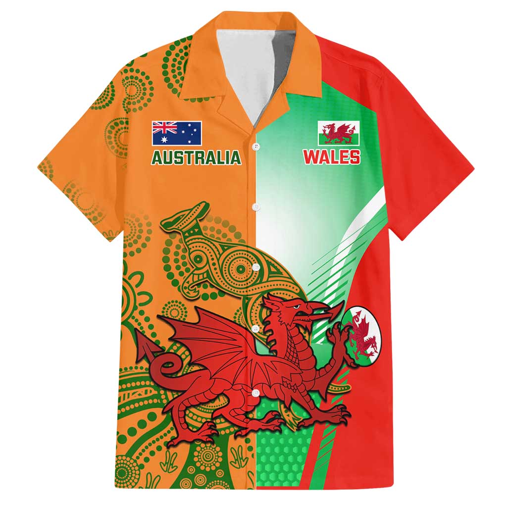 Custom Australia And Wales Rugby Family Matching Tank Maxi Dress and Hawaiian Shirt Wallabies Welsh Mascots Dynamic Version