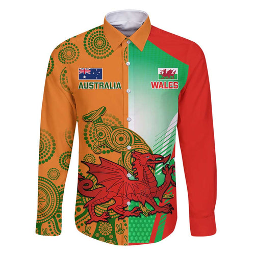 Custom Australia And Wales Rugby Family Matching Tank Maxi Dress and Hawaiian Shirt Wallabies Welsh Mascots Dynamic Version