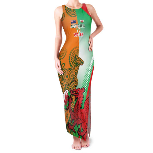 Custom Australia And Wales Rugby Family Matching Tank Maxi Dress and Hawaiian Shirt Wallabies Welsh Mascots Dynamic Version