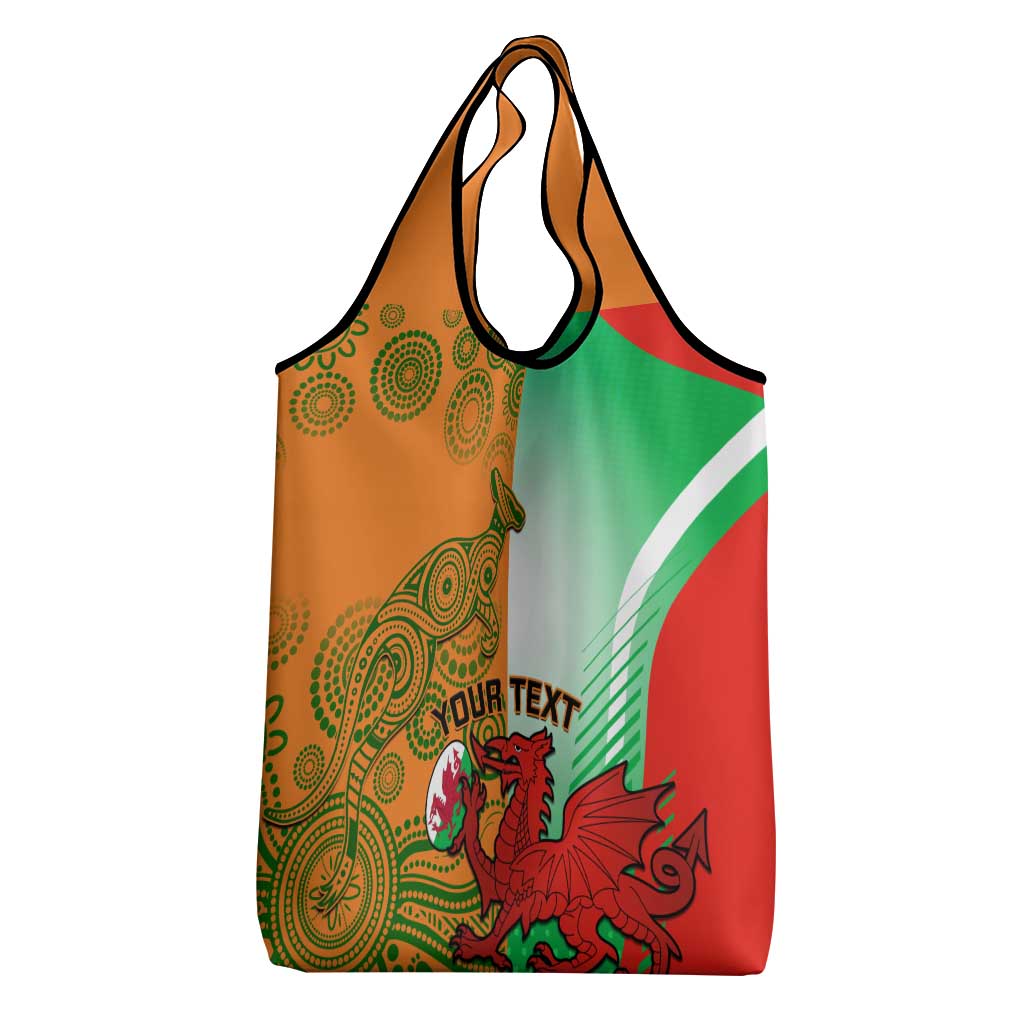 Custom Australia And Wales Rugby Grocery Bag Wallabies Welsh Mascots Dynamic Version