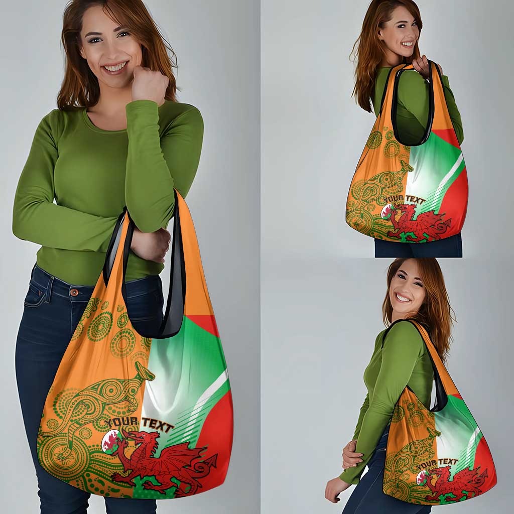 Custom Australia And Wales Rugby Grocery Bag Wallabies Welsh Mascots Dynamic Version