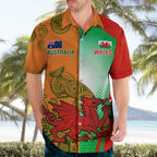 Custom Australia And Wales Rugby Hawaiian Shirt Wallabies Welsh Mascots Dynamic Version