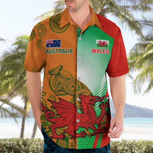 Custom Australia And Wales Rugby Hawaiian Shirt Wallabies Welsh Mascots Dynamic Version