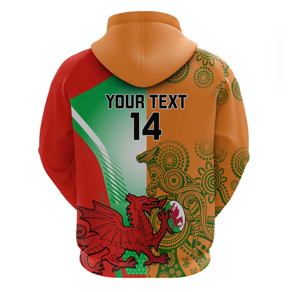 Custom Australia And Wales Rugby Hoodie Wallabies Welsh Mascots Dynamic Version