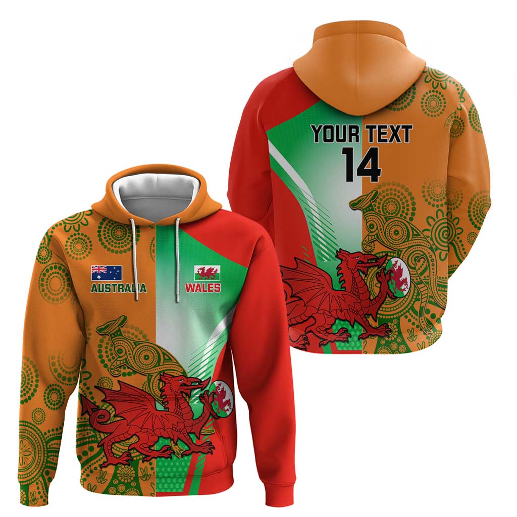 Custom Australia And Wales Rugby Hoodie Wallabies Welsh Mascots Dynamic Version