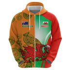 Custom Australia And Wales Rugby Hoodie Wallabies Welsh Mascots Dynamic Version