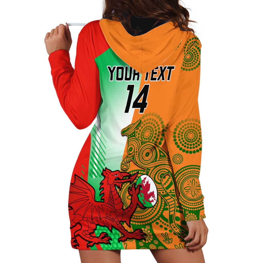 Custom Australia And Wales Rugby Hoodie Dress Wallabies Welsh Mascots Dynamic Version