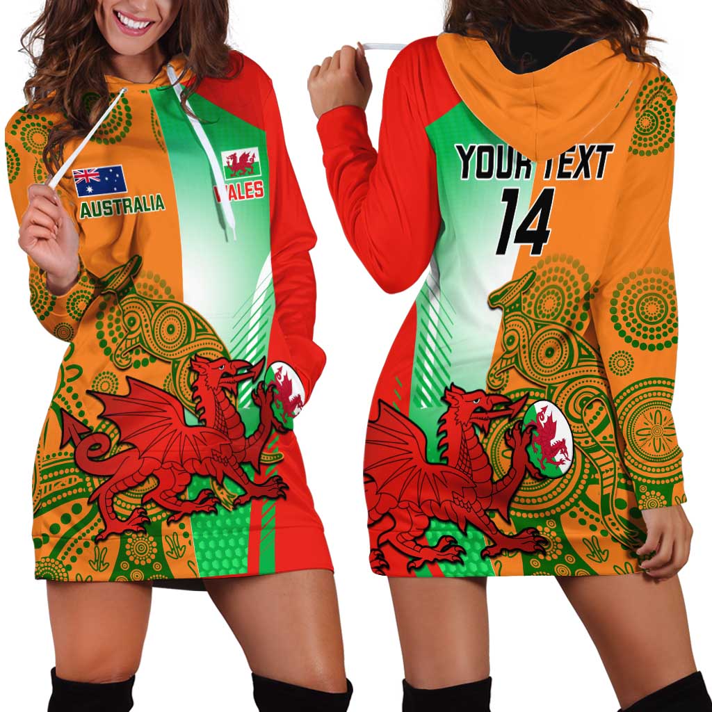 Custom Australia And Wales Rugby Hoodie Dress Wallabies Welsh Mascots Dynamic Version