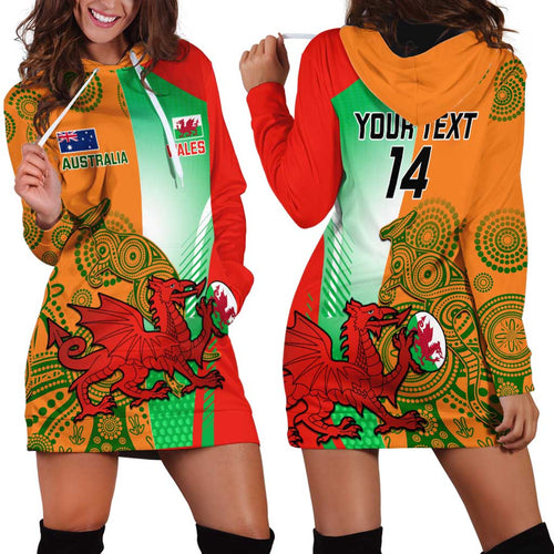 Custom Australia And Wales Rugby Hoodie Dress Wallabies Welsh Mascots Dynamic Version