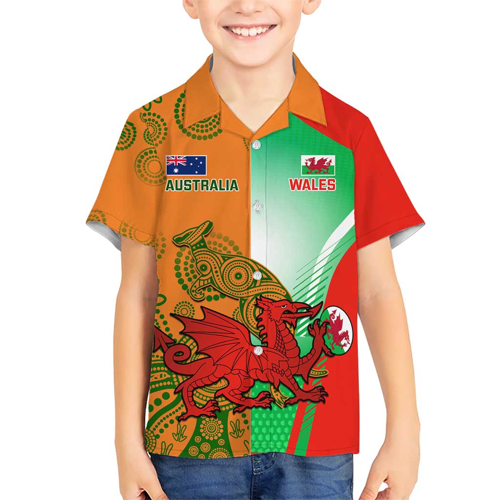 Custom Australia And Wales Rugby Kid Hawaiian Shirt Wallabies Welsh Mascots Dynamic Version