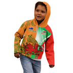 Custom Australia And Wales Rugby Kid Hoodie Wallabies Welsh Mascots Dynamic Version LT14