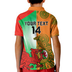 Custom Australia And Wales Rugby Kid Polo Shirt Wallabies Welsh Mascots Dynamic Version