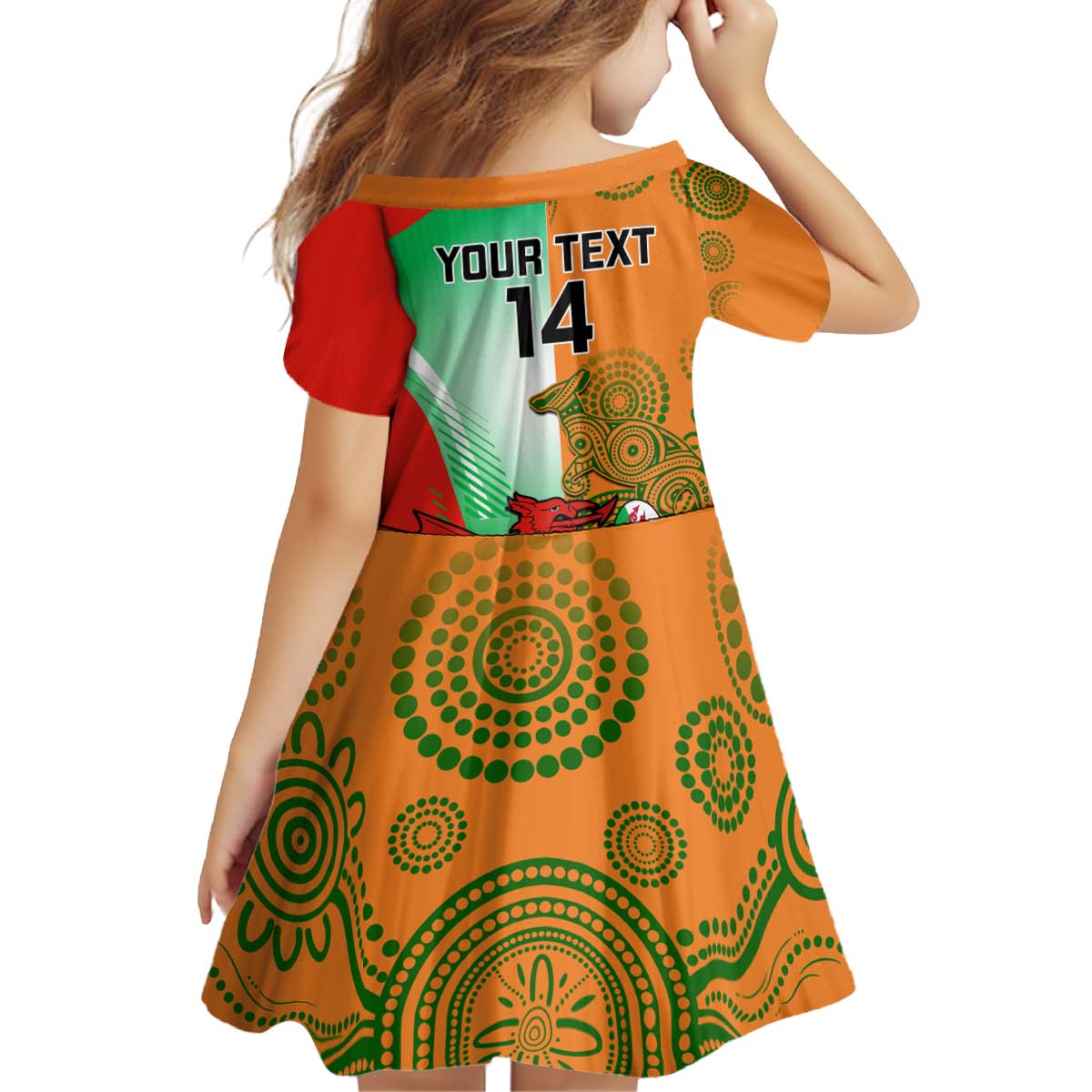 Custom Australia And Wales Rugby Kid Short Sleeve Dress Wallabies Welsh Mascots Dynamic Version